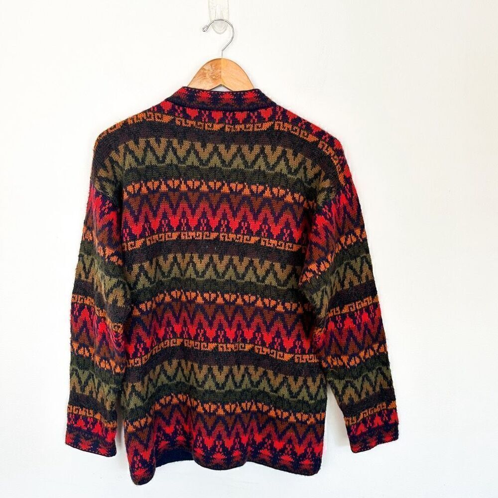 The Alpaca Connection Handmade in Peru Alpaca  Unisex Button Down Multi Color Ch - Picture 2 of 9